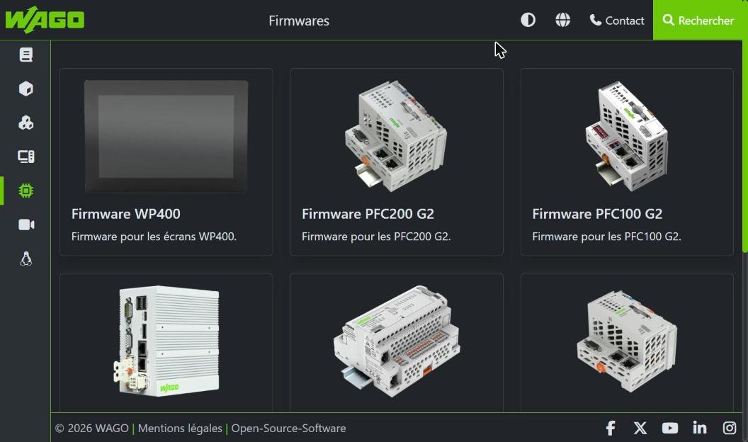 Liste des firmwares par famille d'automates WAGO